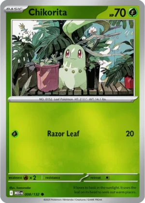 Chikorita - 008/132 ME01 Mega Evolution Common Reverse Holo Pokemon TCG - EN