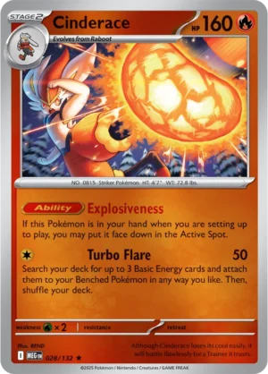 Cinderace - 028/132 ME01 Mega Evolution Rare Reverse Holo Pokemon TCG - EN