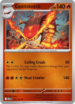Centiskorch - 030/132 ME01 Mega Evolution Uncommon Reverse Holo Pokemon TCG - EN