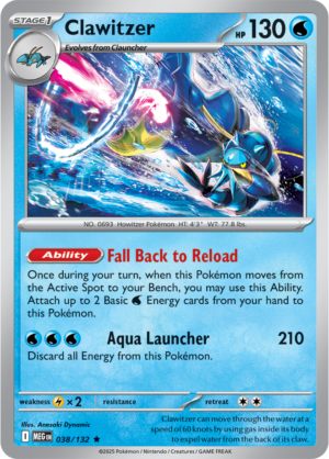 Clawitzer - 038/132 ME01 Mega Evolution Rare Holo Pokemon TCG - EN