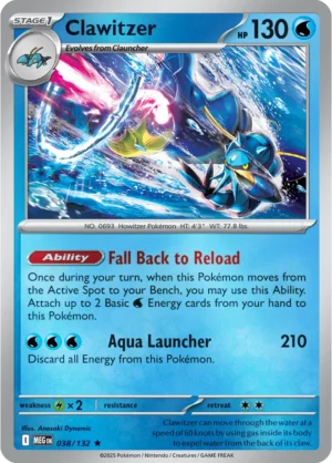 Clawitzer - 038/132 ME01 Mega Evolution Rare Reverse Holo Pokemon TCG - EN