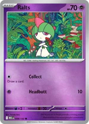 Ralts - 058/132 ME01 Mega Evolution Common Reverse Holo Pokemon TCG - EN