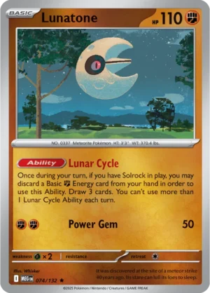 Lunatone - 074/132 ME01 Mega Evolution Rare Reverse Holo Pokemon TCG - EN