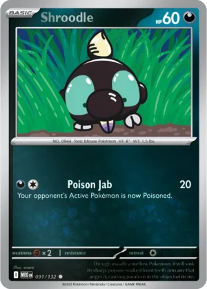 Shroodle - 091/132 ME01 Mega Evolution Common Reverse Holo Pokemon TCG - EN