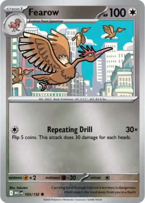 Fearow - 103/132 ME01 Mega Evolution Common Reverse Holo Pokemon TCG - EN