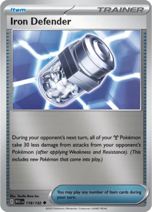 Iron Defender - 118/132 ME01 Mega Evolution Uncommon Reverse Holo Pokemon TCG - EN
