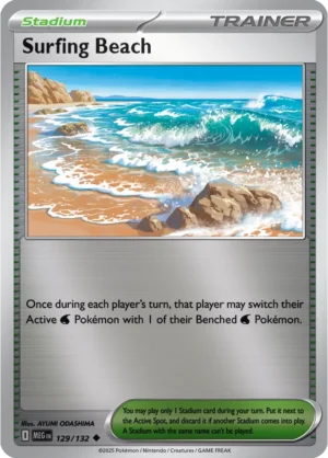 Surfing Beach - 129/132 ME01 Mega Evolution Uncommon Reverse Holo Pokemon TCG - EN