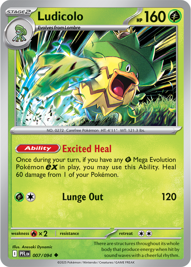 Ludicolo - 007/094 ME02 Phantasmal Flames Uncommon Regular Pokemon TCG - EN