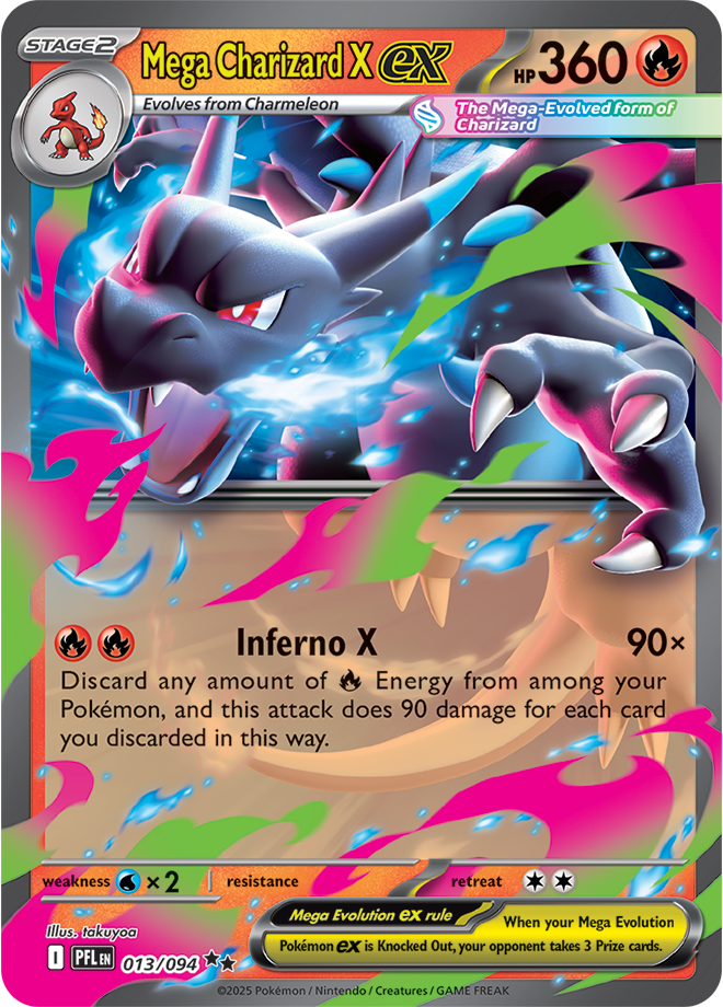 Mega Charizard X EX - 013/094 ME02 Phantasmal Flames Double Rare Holo Pokemon TCG - EN