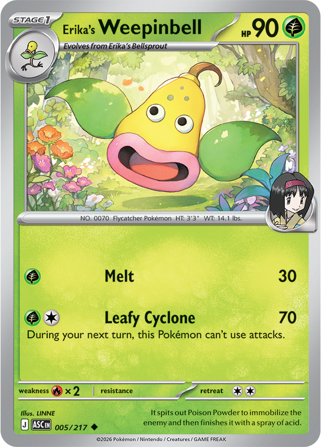 Pokémon TCG Erika's Weepinbell – ASC 005 Uncommon Regular – EN