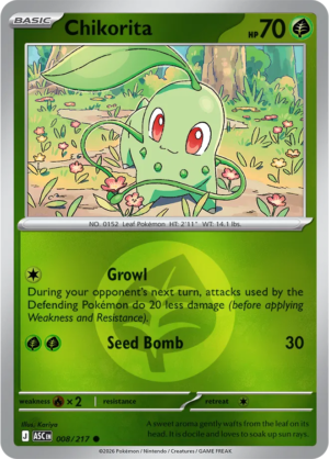 Pokémon TCG Chikorita – ASC 008 Common Energy Symbol Pattern – EN