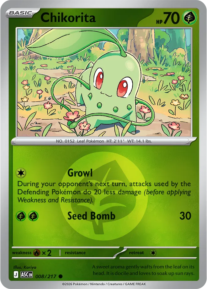 Pokémon TCG Chikorita – ASC 008 Common Energy Symbol Pattern – EN
