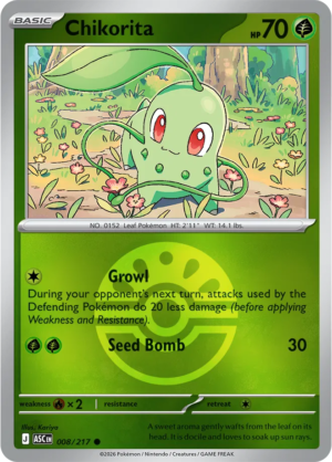 Pokémon TCG Chikorita – ASC 008 Common Friend Ball Pattern – EN
