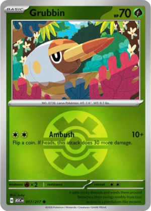 Pokémon TCG Grubbin – ASC 017 Common Quick Ball Pattern – EN