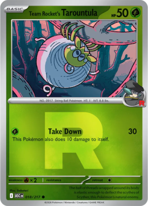 Pokémon TCG Team Rocket's Tarountula – ASC 018 Common Team Rocket R Pattern – EN