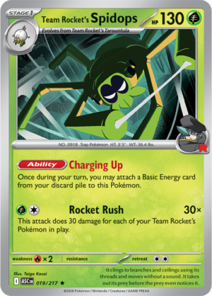 Pokémon TCG Team Rocket's Spidops – ASC 019 Rare Holofoil – EN