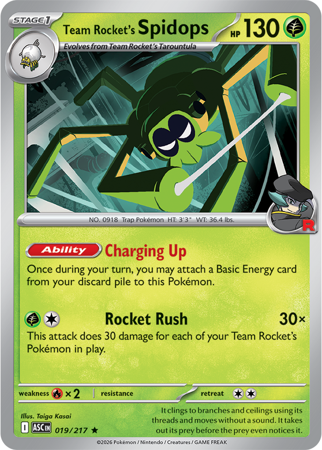 Pokémon TCG Team Rocket's Spidops – ASC 019 Rare Holofoil – EN