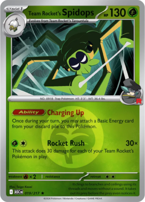 Pokémon TCG Team Rocket's Spidops – ASC 019 Rare Energy Symbol Pattern – EN