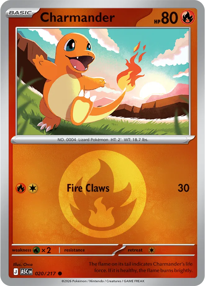 Pokémon TCG Charmander – ASC 020 Common Energy Symbol Pattern – EN