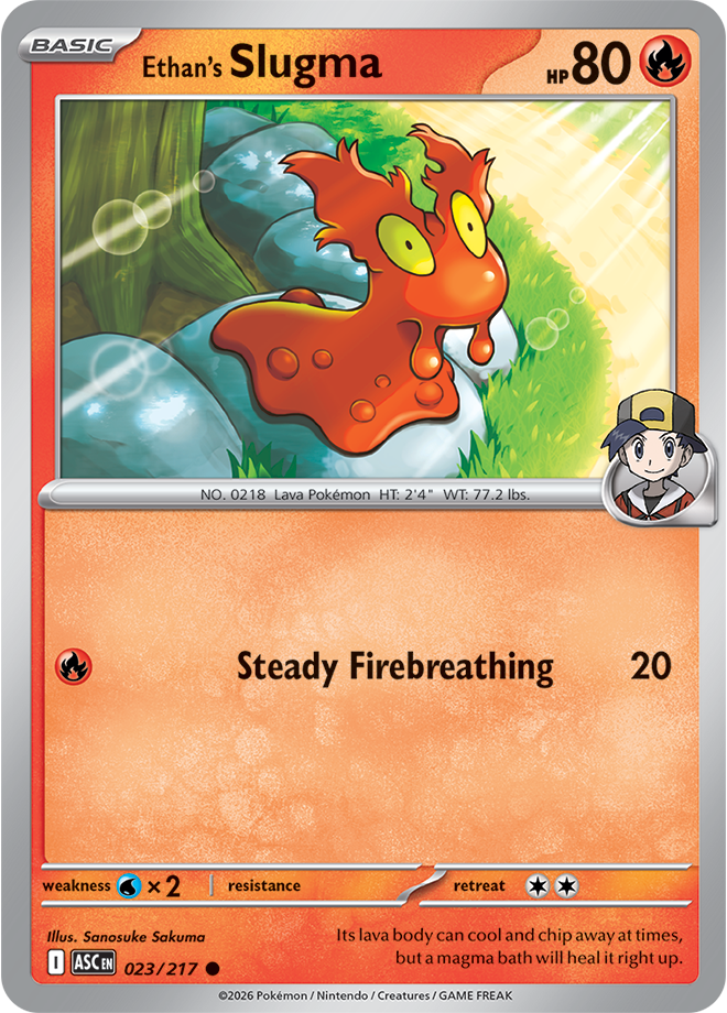 Pokémon TCG Ethan's Slugma – ASC 023 Common Regular – EN