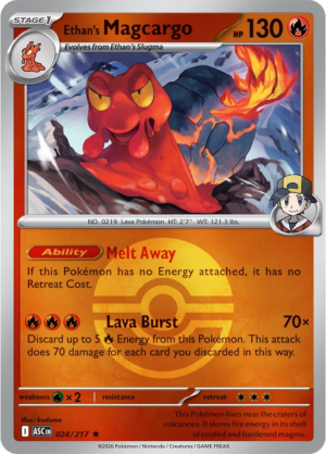 Pokémon TCG Ethan's Magcargo – ASC 024 Rare Poké Ball Pattern – EN