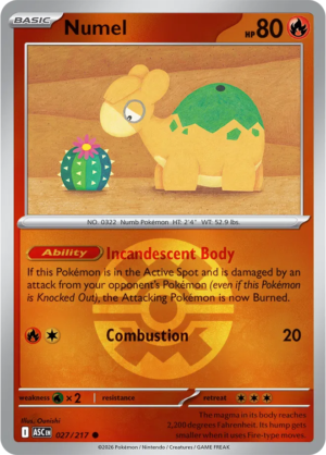Pokémon TCG Numel – ASC 027 Common Quick Ball Pattern – EN