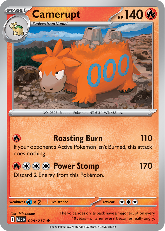 Pokémon TCG Camerupt – ASC 028 Uncommon Regular – EN