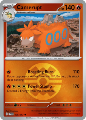 Pokémon TCG Camerupt – ASC 028 Uncommon Quick Ball Pattern – EN