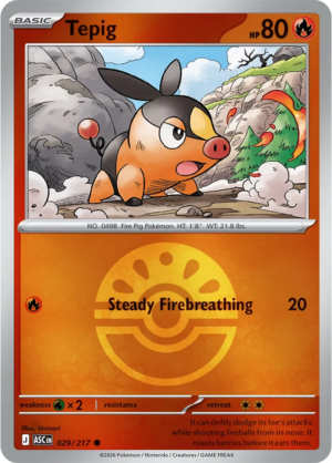 Pokémon TCG Tepig – ASC 029 Common Friend Ball Pattern – EN