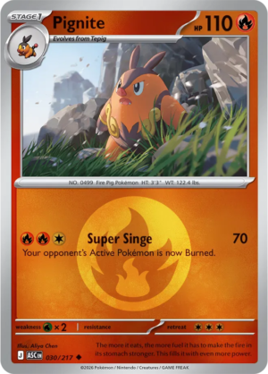 Pokémon TCG Pignite – ASC 030 Uncommon Energy Symbol Pattern – EN