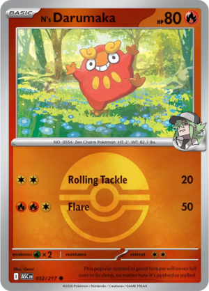 Pokémon TCG N's Darumaka – ASC 032 Common Poké Ball Pattern – EN