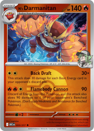 Pokémon TCG N's Darmanitan – ASC 033 Uncommon Poké Ball Pattern – EN