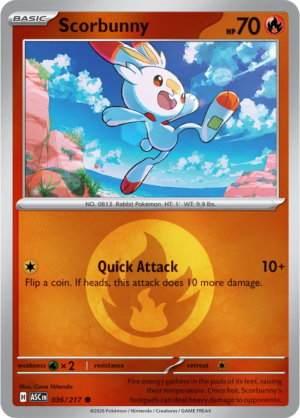 Pokémon TCG Scorbunny – ASC 036 Common Energy Symbol Pattern – EN