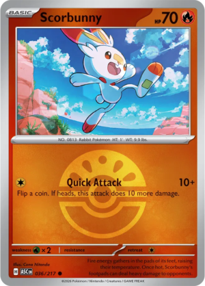 Pokémon TCG Scorbunny – ASC 036 Common Friend Ball Pattern – EN