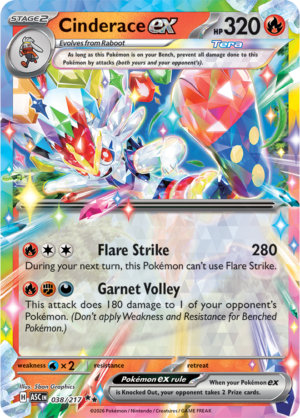 Pokémon TCG Cinderace ex – ASC 038 Double Rare Holofoil – EN