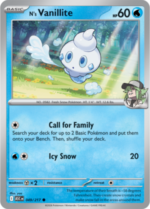 Pokémon TCG N's Vanillite – ASC 049 Common Regular – EN