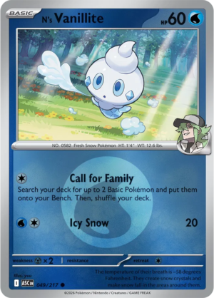 Pokémon TCG N's Vanillite – ASC 049 Common Energy Symbol Pattern – EN