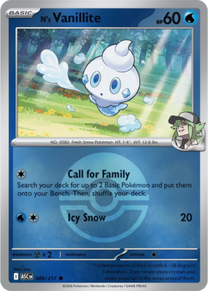 Pokémon TCG N's Vanillite – ASC 049 Common Poké Ball Pattern – EN