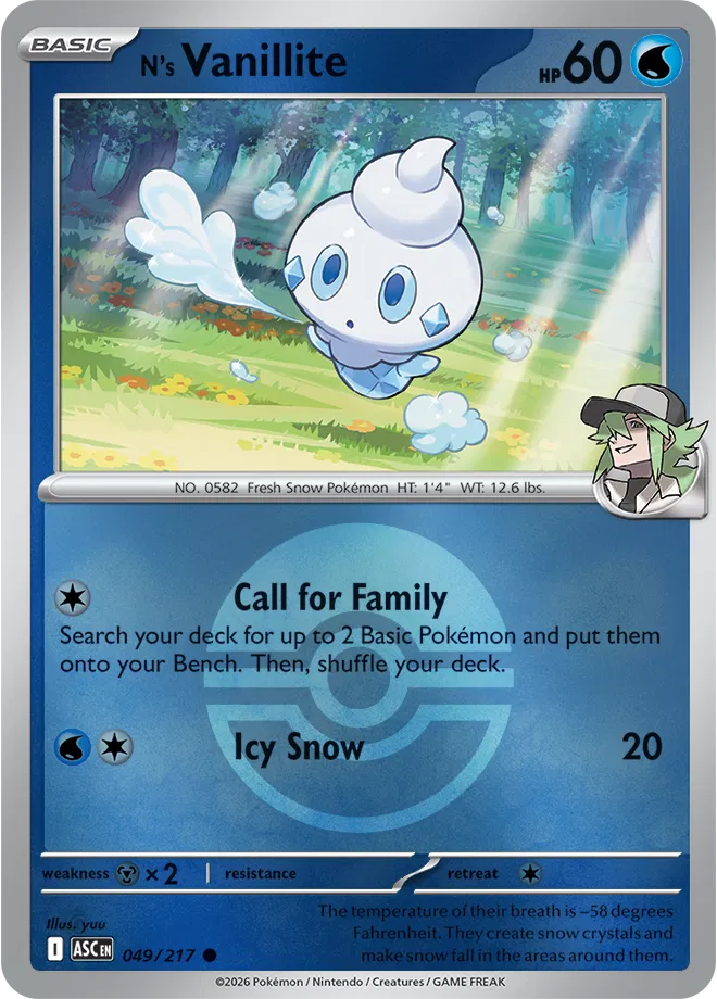 Pokémon TCG N's Vanillite – ASC 049 Common Poké Ball Pattern – EN