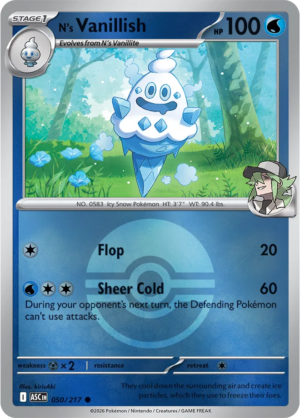 Pokémon TCG N's Vanillish – ASC 050 Common Poké Ball Pattern – EN