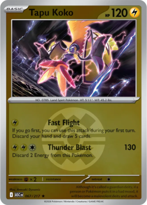 Pokémon TCG Tapu Koko – ASC 067 Rare Quick Ball Pattern – EN