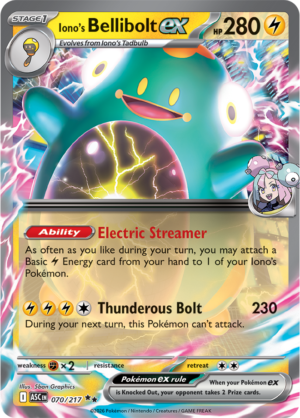 Pokémon TCG Iono's Bellibolt ex – ASC 070 Double Rare Holofoil – EN