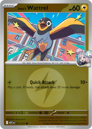 Pokémon TCG Iono's Wattrel – ASC 071 Common Energy Symbol Pattern – EN