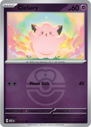 Pokémon TCG Clefairy – ASC 074 Common Love Ball Pattern – EN