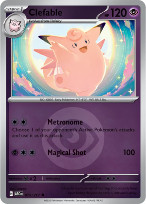 Pokémon TCG Clefable – ASC 075 Uncommon Energy Symbol Pattern – EN