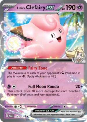 Pokémon TCG Lillie's Clefairy ex – ASC 076 Double Rare Holofoil – EN