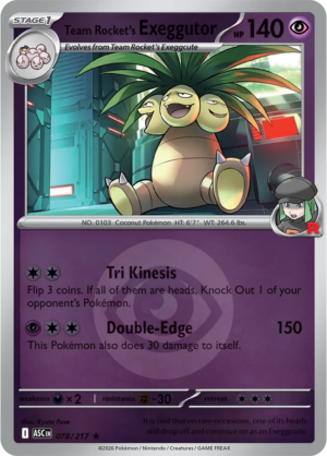 Pokémon TCG Team Rocket's Exeggutor – ASC 078 Rare Energy Symbol Pattern – EN