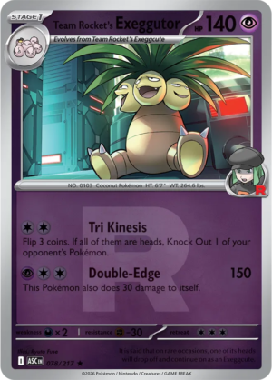 Pokémon TCG Team Rocket's Exeggutor – ASC 078 Rare Team Rocket R Pattern – EN