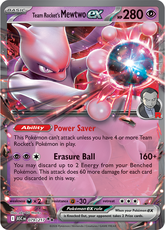 Pokémon TCG Team Rocket's Mewtwo ex – ASC 079 Double Rare Holofoil – EN