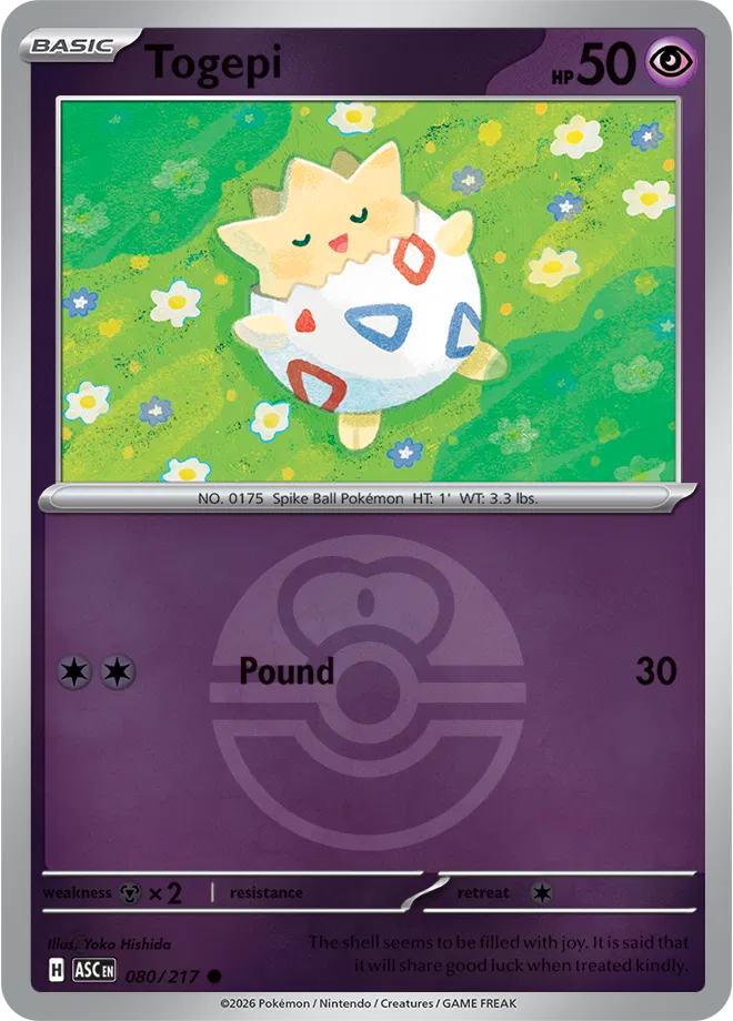 Pokémon TCG Togepi – ASC 080 Common Love Ball Pattern – EN